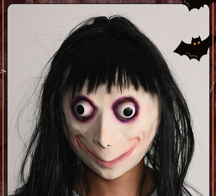 万圣节面具新款乳胶头套恐怖鬼屋派对吓人装扮道具日本女乳胶套头