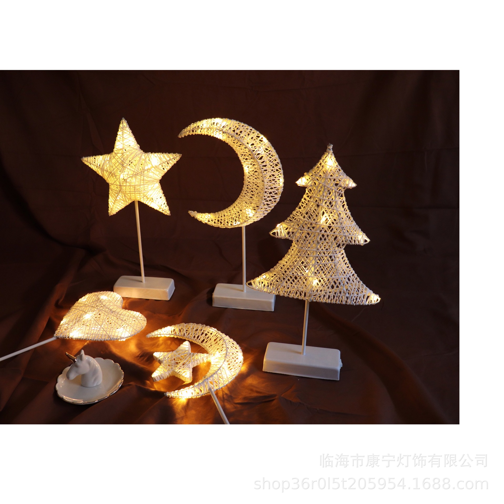 led编织台灯夜灯室内装饰创意造型灯ins爆款编织款爱心灯商店摆台