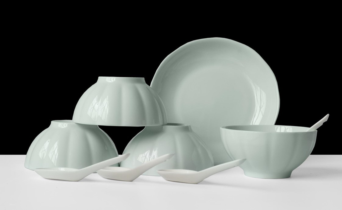 保险礼品鲁青瓷16头餐具套装碗筷礼盒定制logo 会销伴手礼1644d款