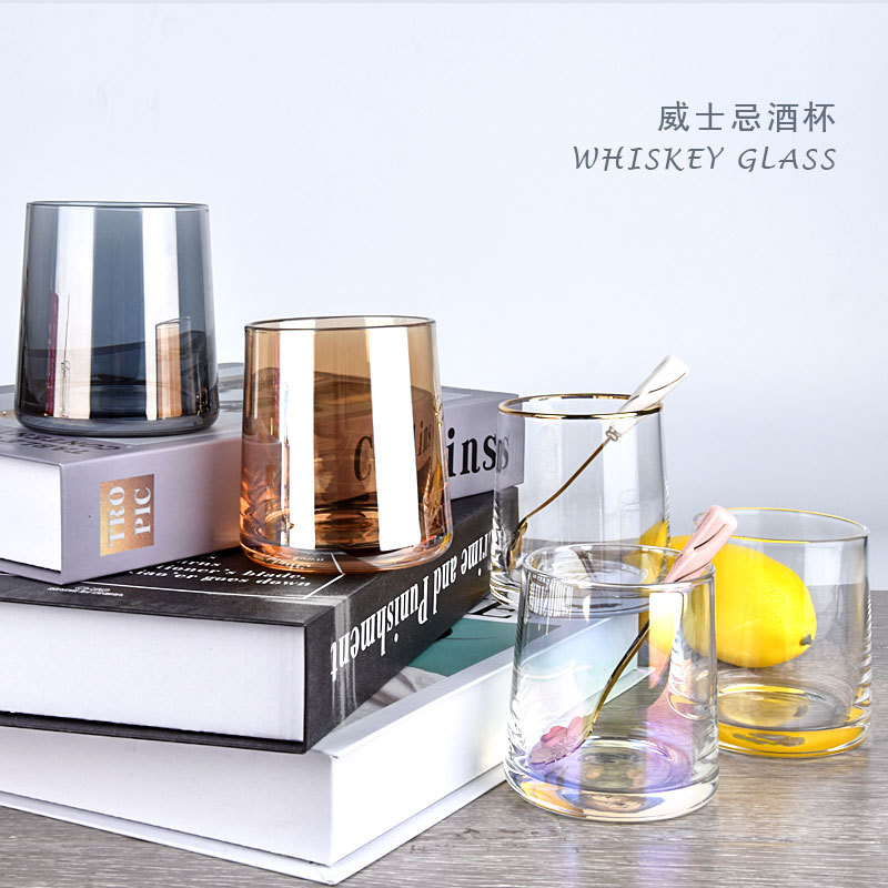 glass cup Minimalist Water Cup Hotel Homestay Gargle Cup Transparent Glass Good-looking Crystal Whiskey Wine Glass Trapezoidal Cup