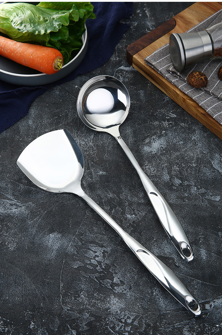 厨房烹饪用具201不锈钢加厚铲勺 长柄锅铲大汤勺铲子炒菜工具家用