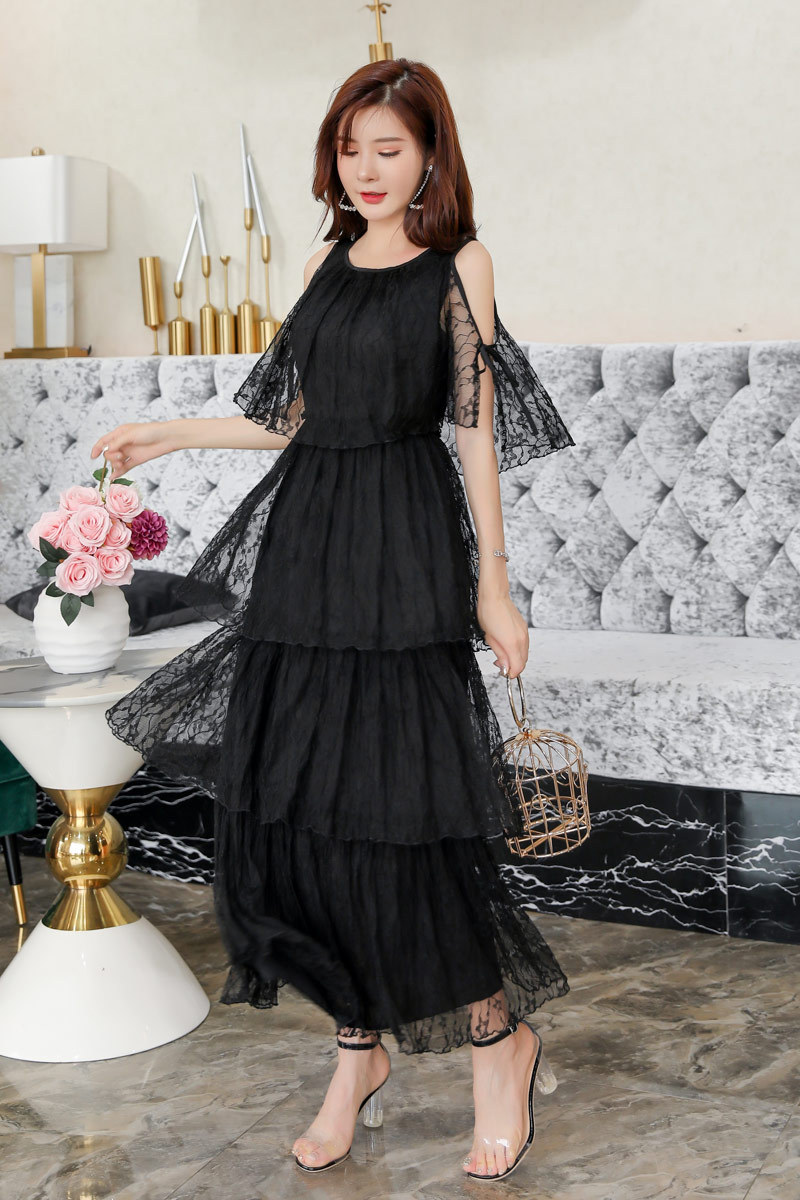 长黑裙蛋糕公主裙大码晚礼服长款女裙欧美风代发女-大码连衣裙尽在阿