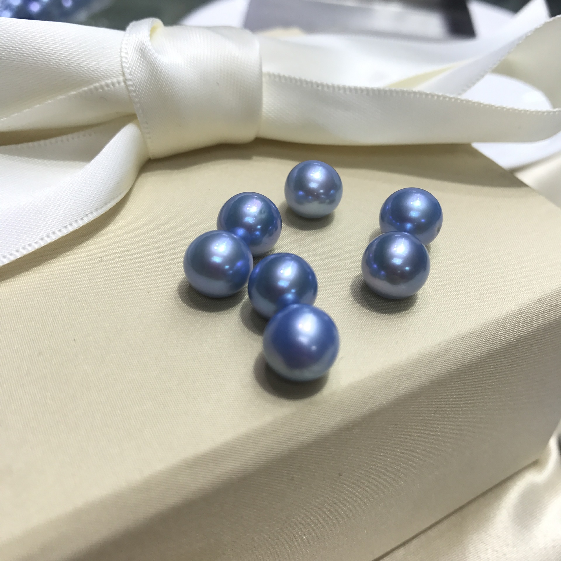 淡水真多麻 天然珍珠裸珠批发 天空蓝珍珠 diy手工材料
