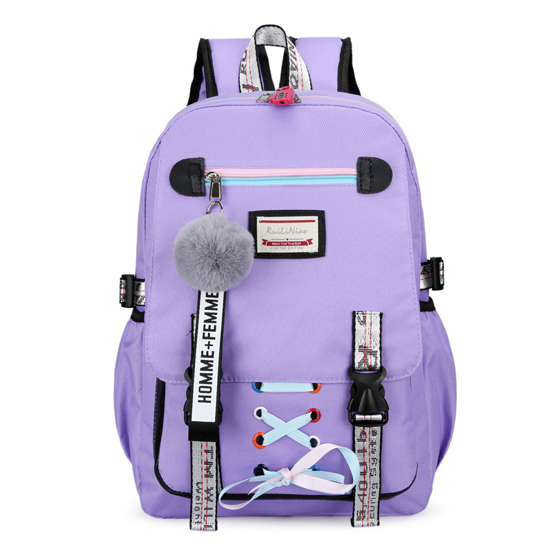 Cross-Border Fashion Sports and Leisure Backpack Male and Female Middle School Student Schoolbag Anti-Theft Backpack Travel Backpack Printable