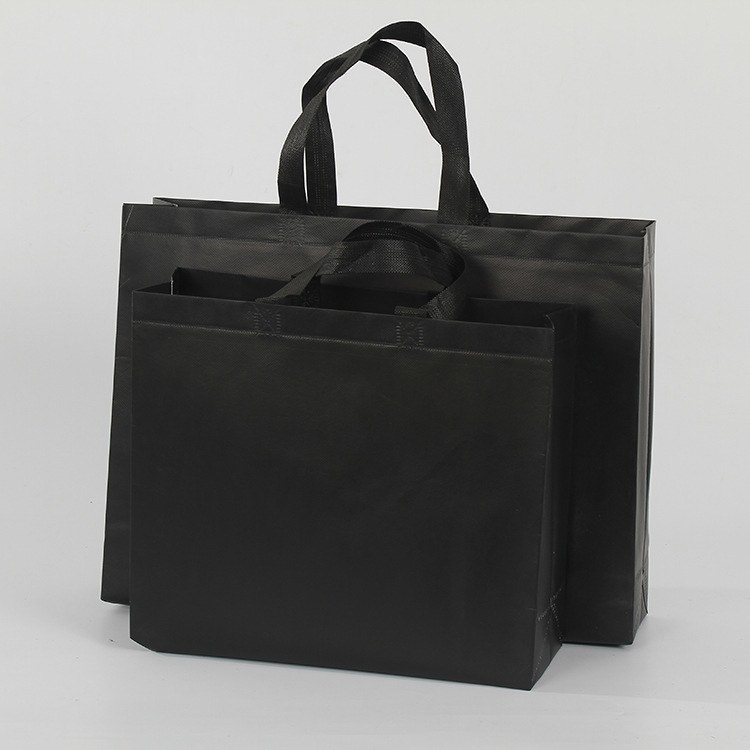 简约纯黑色无纺布袋定做覆膜广告购物袋定制环保无纺布手提袋logo