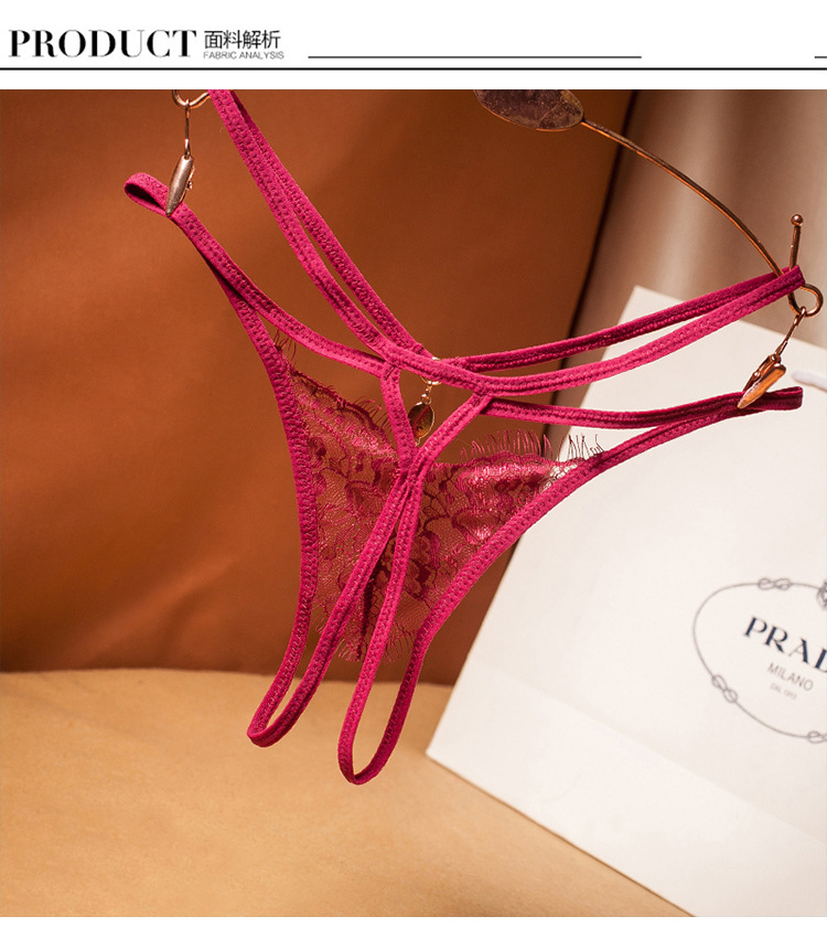 丁字裤女士性感睫毛蕾丝火辣开裆式情趣内衣低腰钻饰透明内裤2225