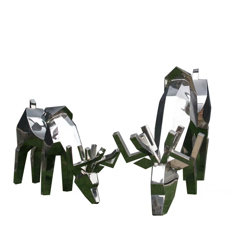 户外网格白色金属梅花鹿 景观园林花纹鹿摆件 不锈钢镂空雕塑定做-阿