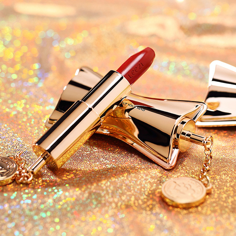 leezi/莉兹彩妆金蝴蝶结口红 滋润雾面磁铁链条雕花哑光口红