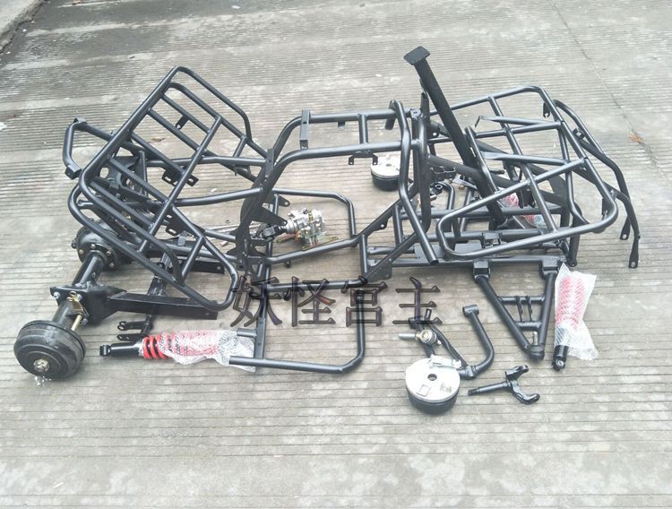 改装四轮车配件 大公牛沙滩车全套车架轴传动前后鼓刹后桥减震