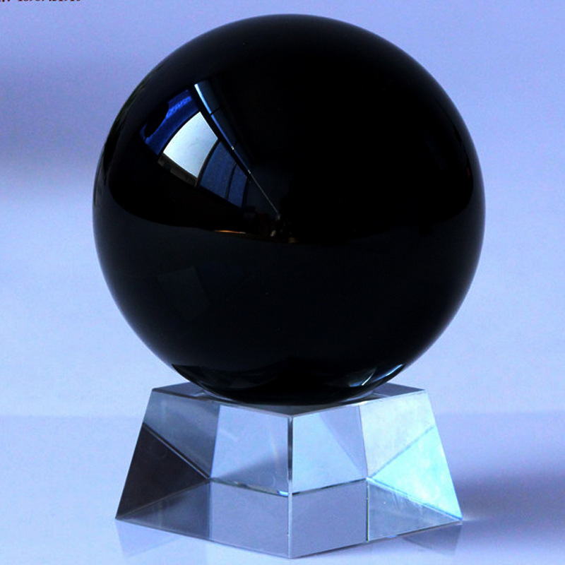 厂家直销 k9黑色水晶球 水晶石材料打磨 高档水晶球摆件 家居饰品