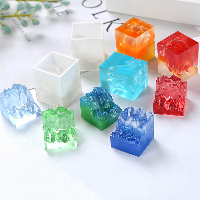 水晶滴胶diy 硅胶双面山体模具 diy断茬山峰山体硅胶模具