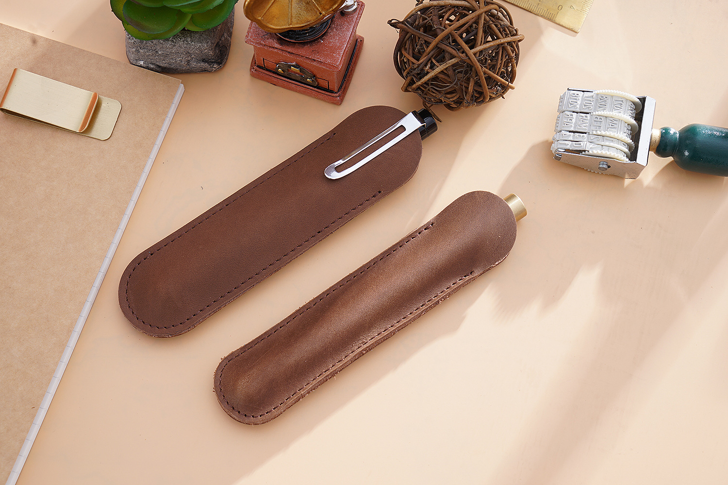 新款单支装笔袋手工车线定制礼品笔套创意钢笔皮套保护套可压印