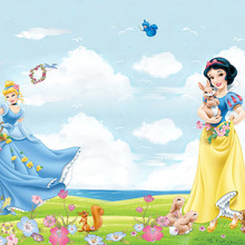 3d卡通白雪公主大型壁画幼儿园背景墙壁纸儿童女孩房卧室床头墙纸