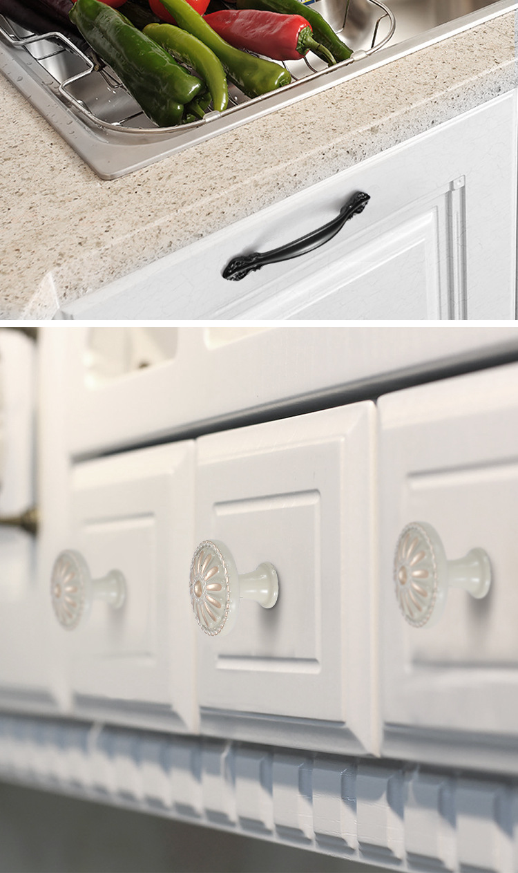 欧式象牙白柜门拉手黑色衣柜橱柜把手现代简约抽屉家具北欧门拉手