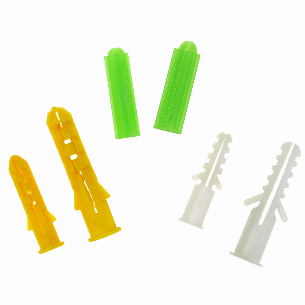 6厘/8厘/10厘塑料膨胀管 6mm胶塞8mm胶粒膨胀套连体胀管黄白绿色