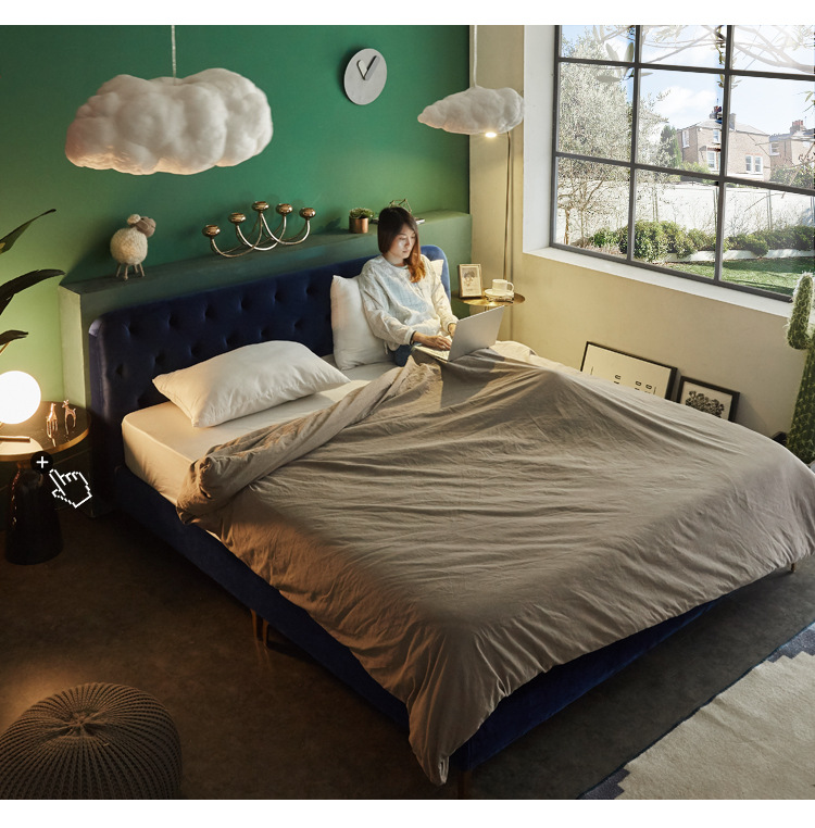 ins床网红布艺床可拆洗软床小户型主卧简约北欧轻奢床一件代发