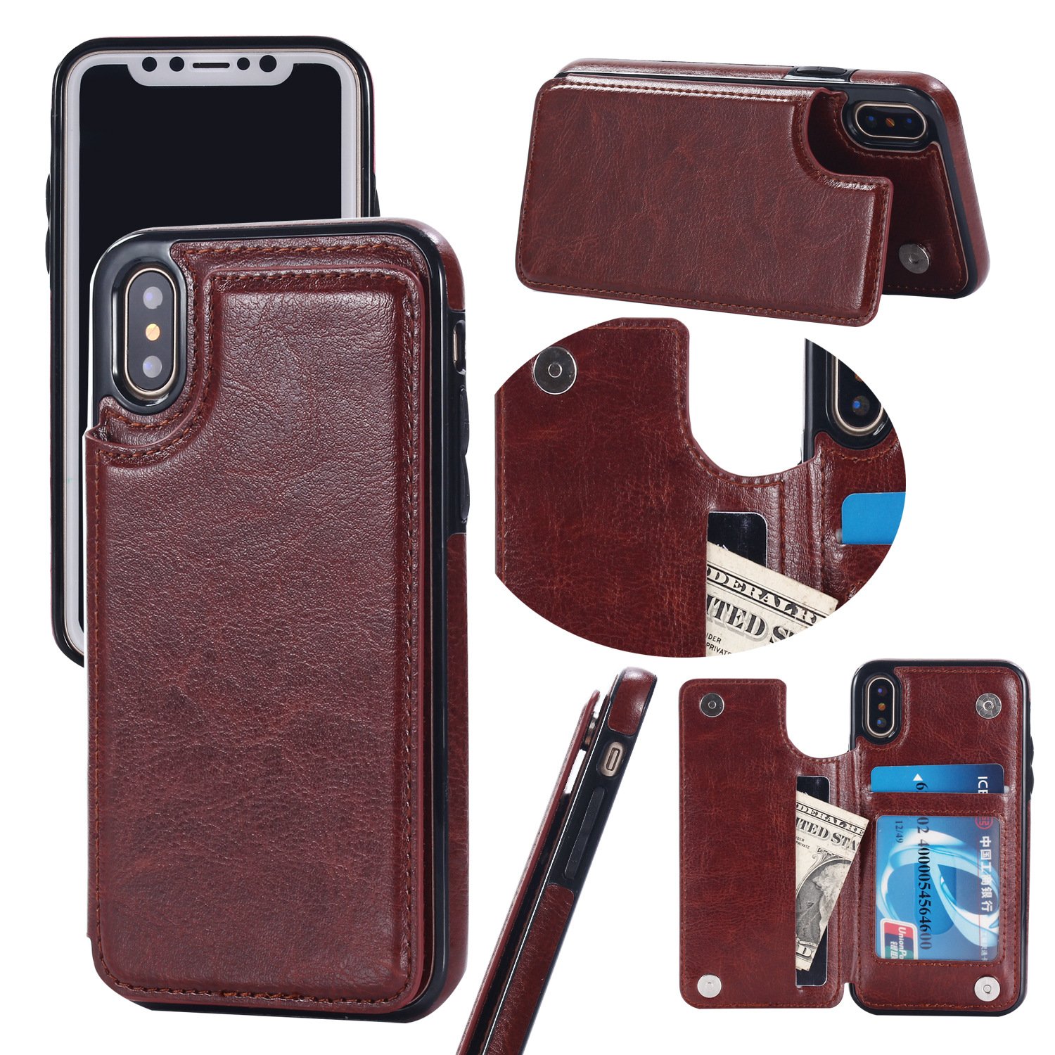 Suitable for Iphone14 Mobile Phone Leather Case Crazy Horse Pattern Apple 13pro Phone Case Creative Leather Card Holder