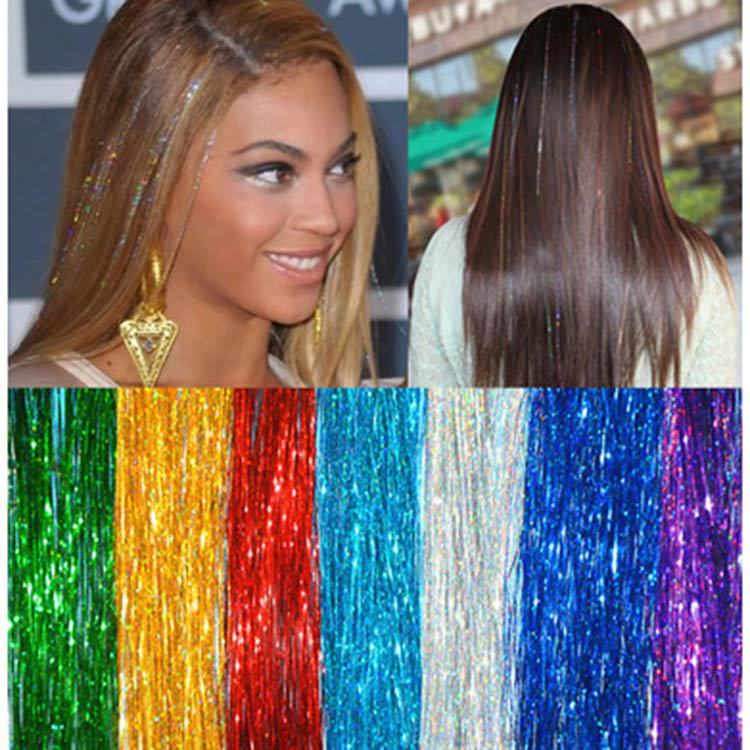彩色假发金线接发金丝彩丝彩带无痕接发丝头饰闪亮镭射彩编发绳子