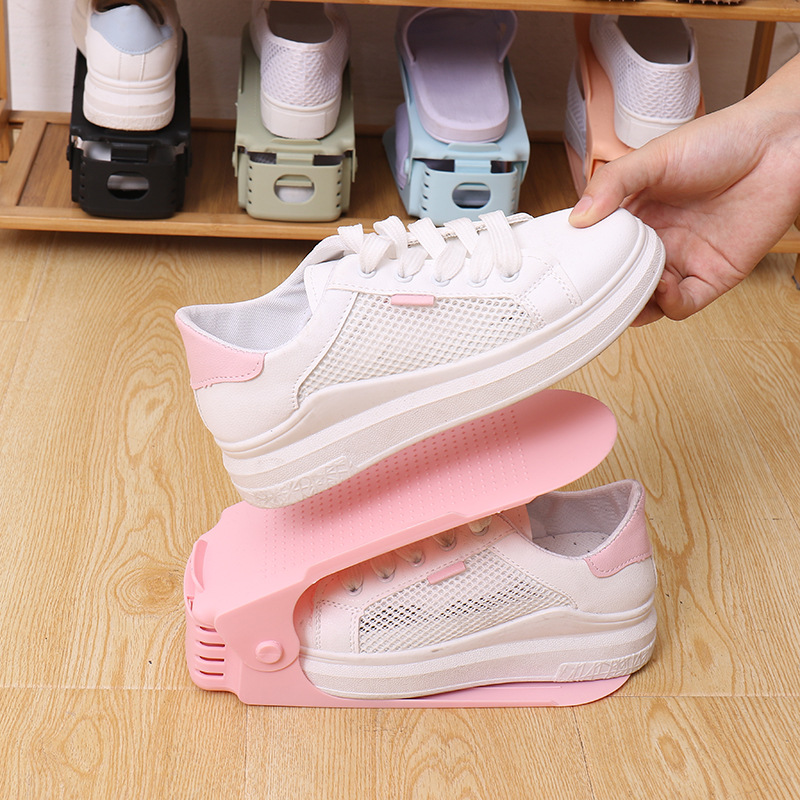 Adjustable Simple Double-Layer Shoe Rack Plastic Integrated Shoe Rack Home Space-Saving Living Room Shoe Storage Rack