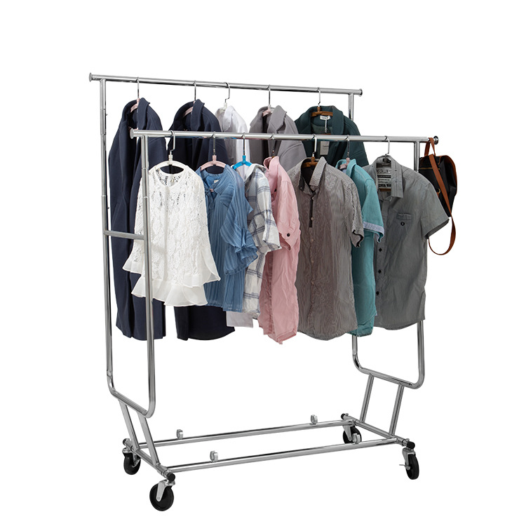 移动可折叠落地挂衣架室内带轮晾衣架挂衣服架子简约现代衣帽架