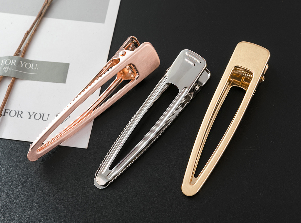 光面细长镂空拉丝鸭嘴夹时尚跨境弹簧夹速卖通亚马逊热卖发夹女