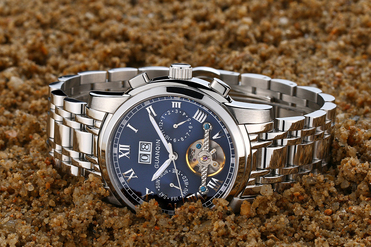 冠琴gj16031钢带陀飞轮全自动机械表商务时尚水男士手表