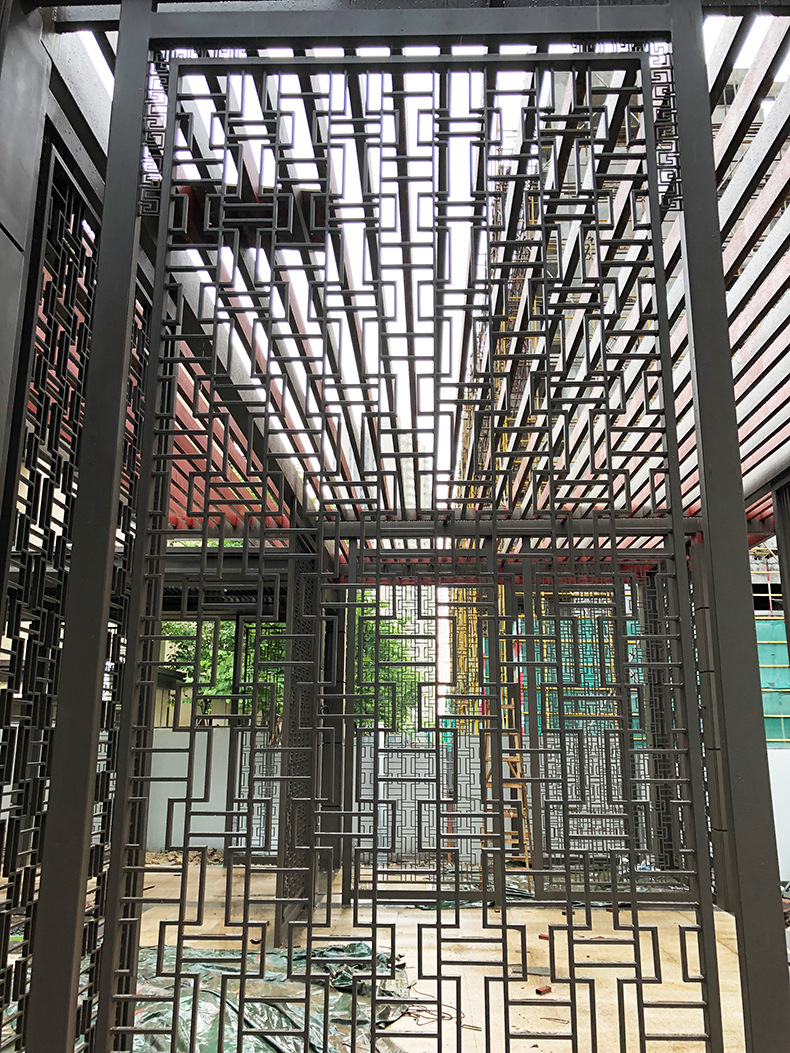 佛山厂家 花园庭院铁艺屏风 酒店定制中式铁屏风 户外钢结构挂屏