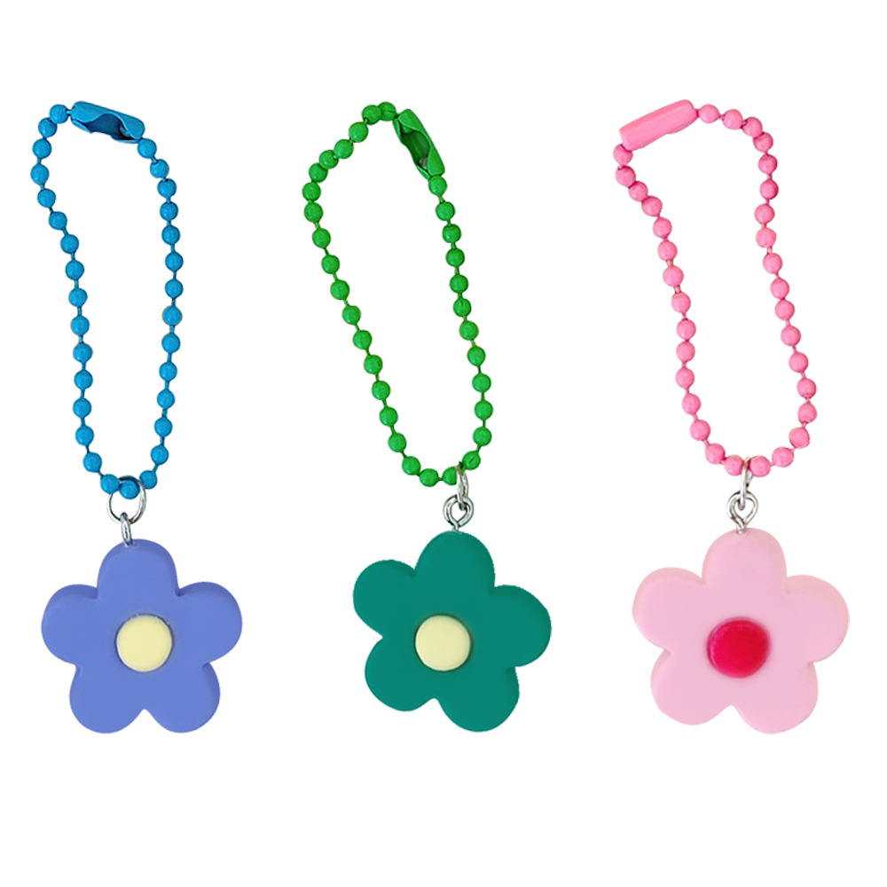 Japanese Cute Girl Heart Ins Colorful Flower Pendant Keychain Bag Coin Purse Pendant Flower Keychain