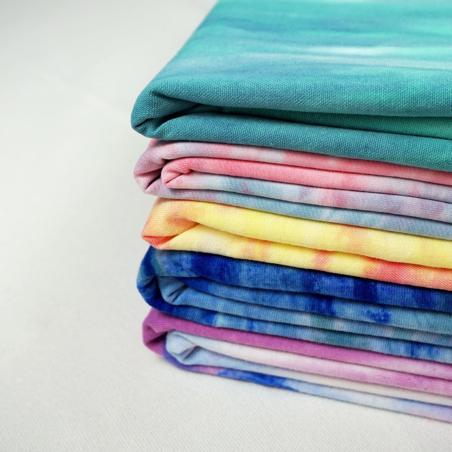 针织扎染面料 帆布扎染 雪纺扎染春夏t恤女装面料 彩色渐变