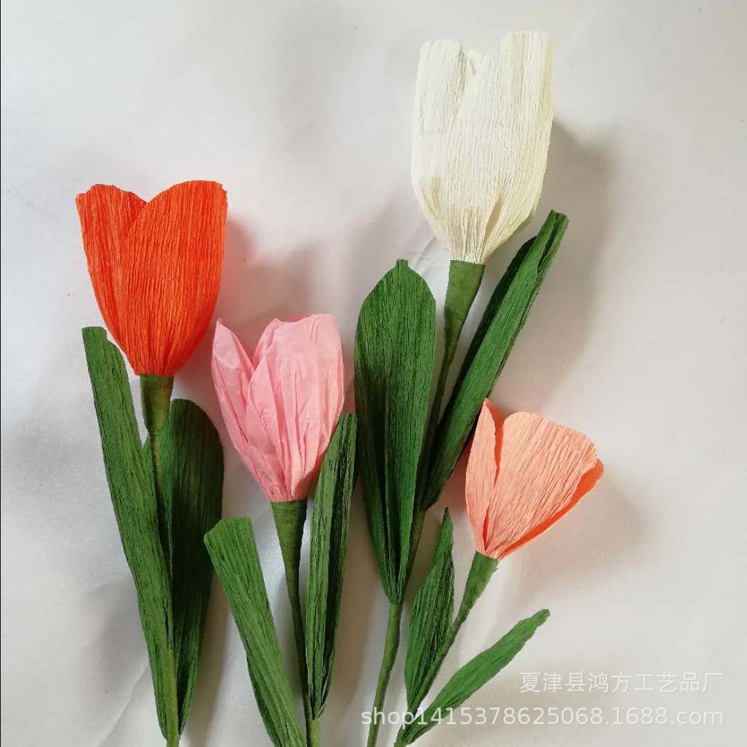 纸花郁金香 纯手工环保香薰花 厂家直销皱纹纸花