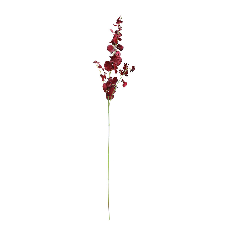 European-Style 4-Fork Autumn Color Dancing-Lady Orchid Artificial Fake Flower Living Room Furnishings Red Wedding Decoration Flower Flower Arrangement Ornaments Wholesale