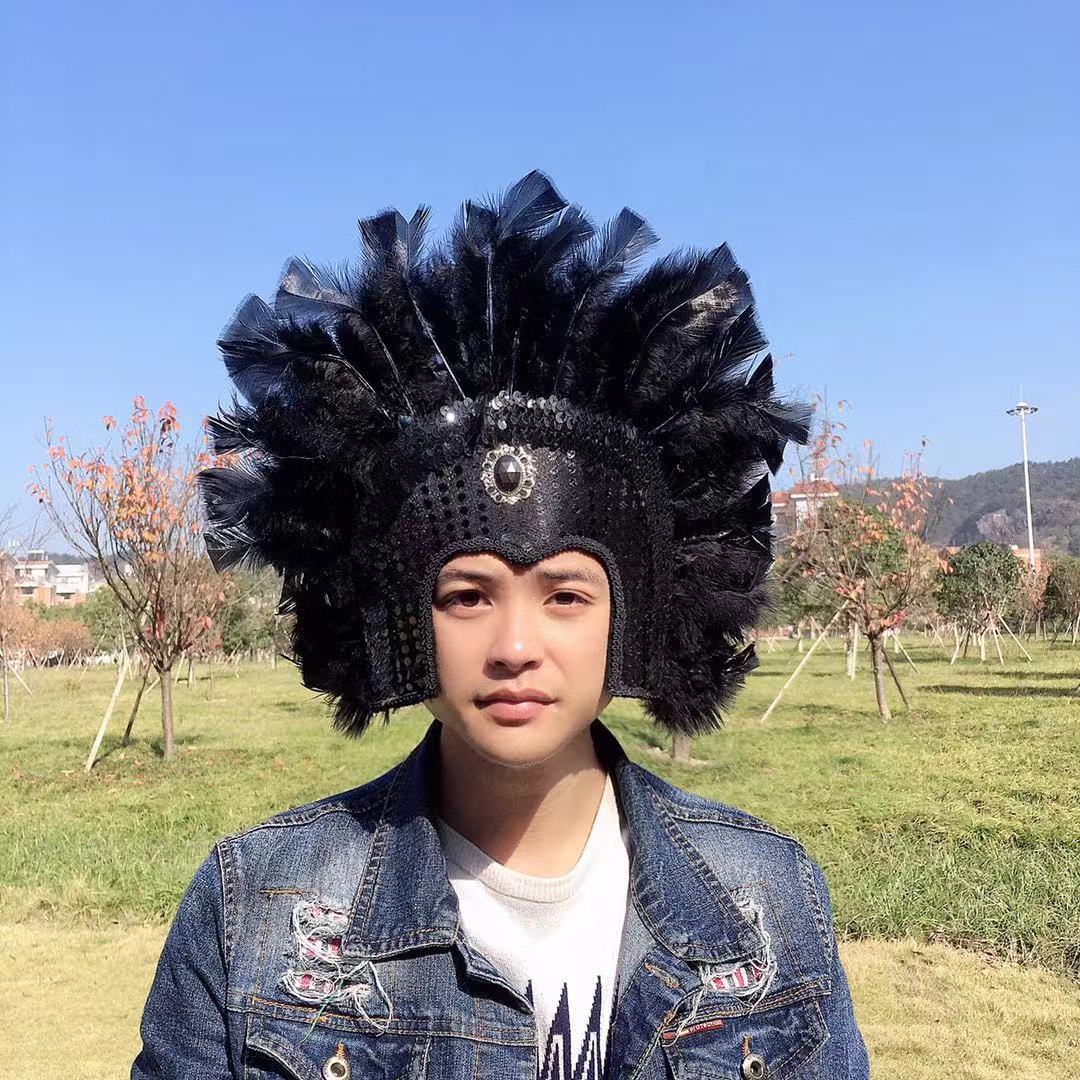 舞会羽毛头饰发箍 派对羽毛头饰 印第安野人头饰野人亮片羽毛头戴