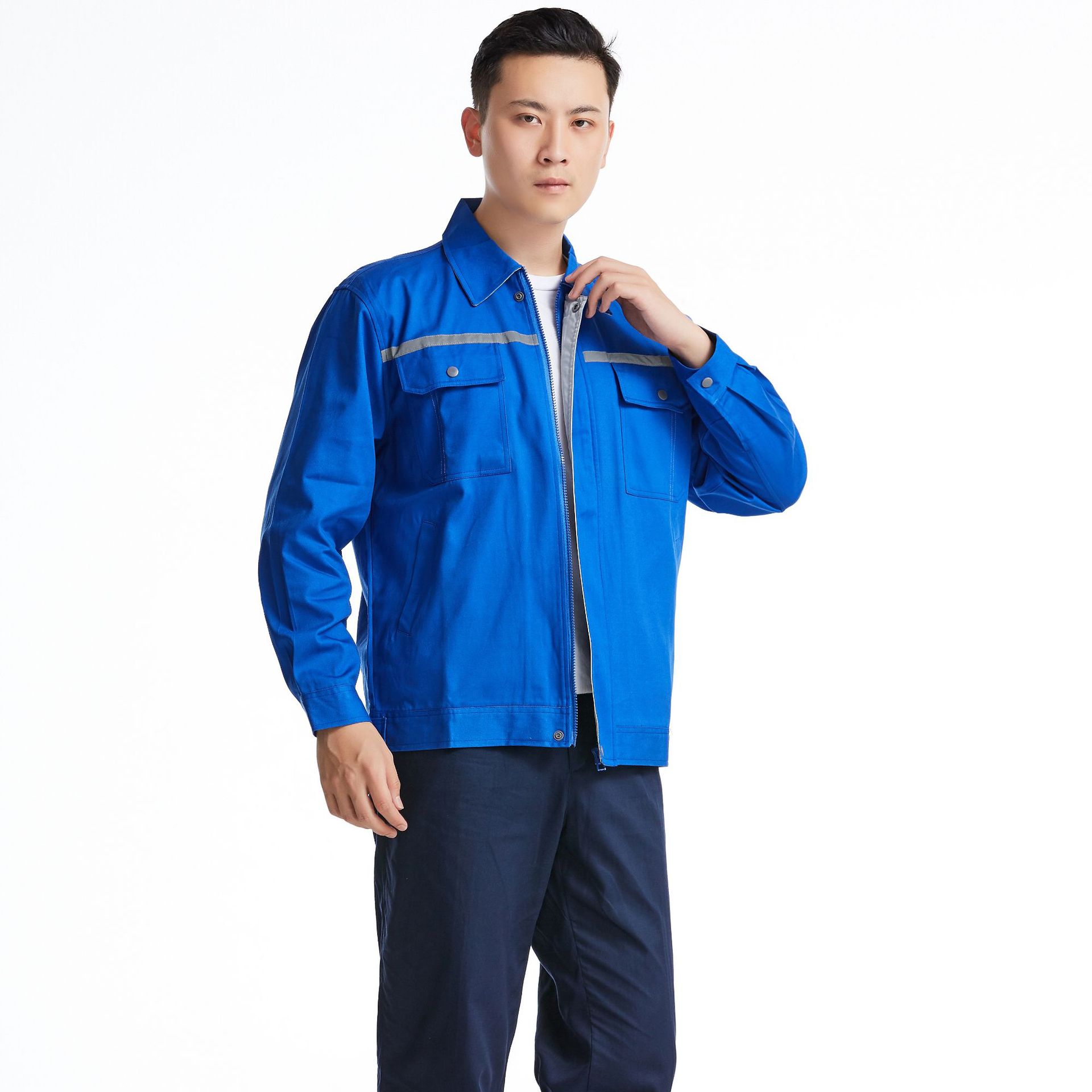 定制工作服全棉套装男式工装长袖工衣劳保服深圳厂家源头现货批发