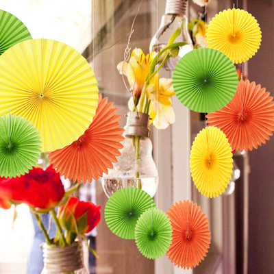 装饰春天吊饰挂饰商场背景纸扇氛围幼儿园店铺布置拉花春季橱窗花