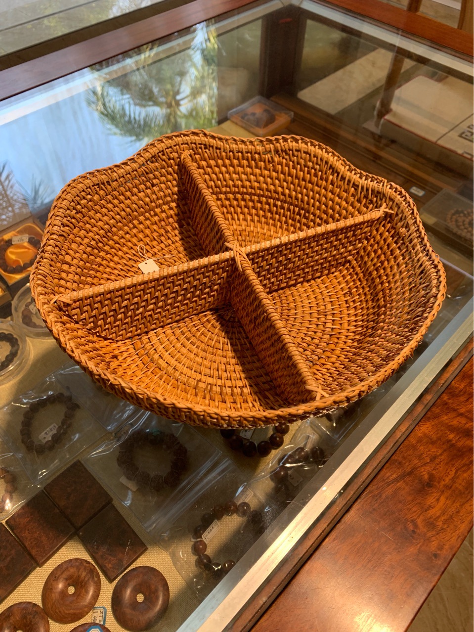 厂家批发藤编工艺品 藤编分格糖果篮 藤编水果篮 喜糖喜饼拼盘