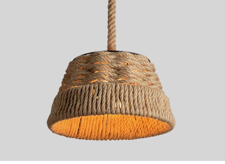 美式乡村麻绳灯吊灯 创意个性咖啡厅吧台餐厅服装店铁艺麻绳灯具