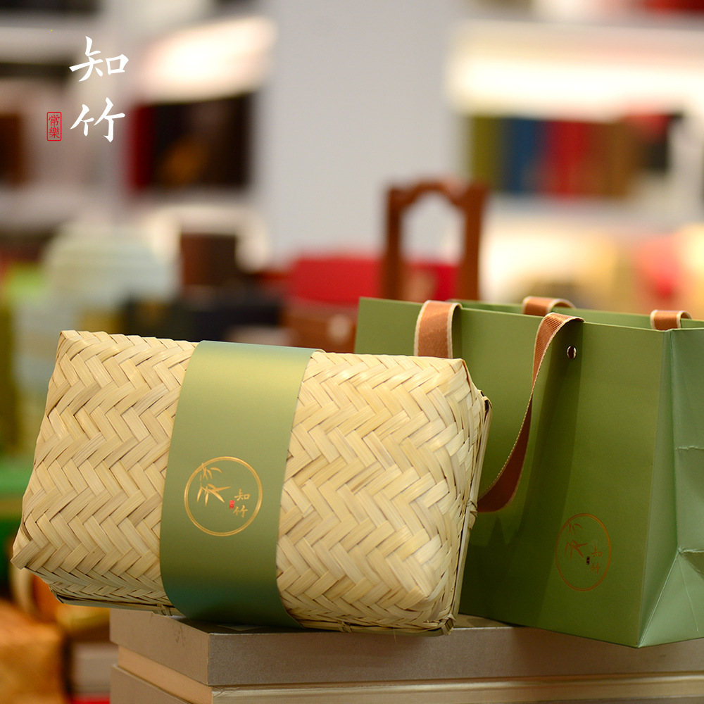 手工竹编茶叶包装盒空礼盒250g半斤装竹编盒绿茶龙井礼盒装空盒装