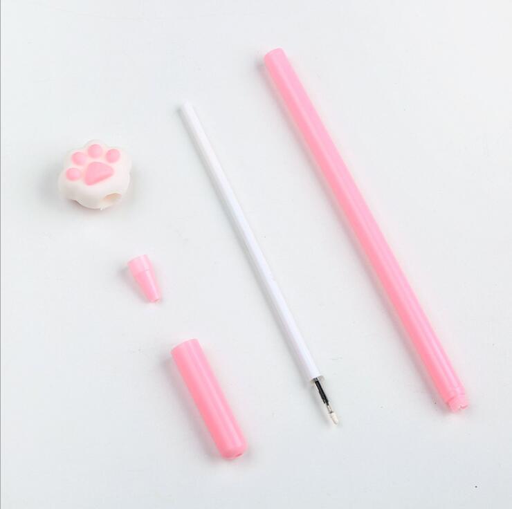 Factory Direct Sales Creative Hand-Shaped Brush Silicone End Gel Pen Cartoon Learning Stationery New Cat's Paw Ball Pen Signature Pen