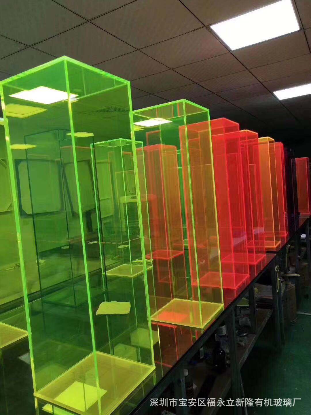 现货亚克力半透明颜色板荧光红透明红荧光绿透明黄有机玻璃透明蓝