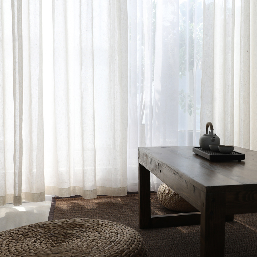 麻窗纱帘十字麻窗帘布料民宿阳台茶楼茶室窗帘成品简约麻布简约