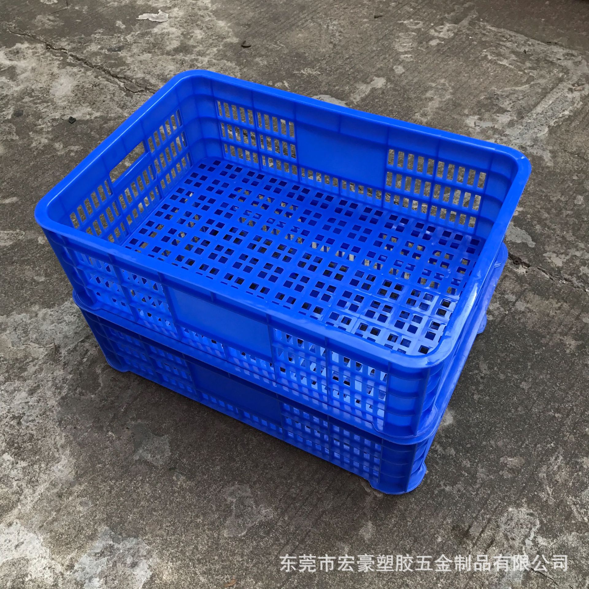 批发蓝色塑料筐镂空塑胶周转箱7610420185可堆叠网眼塑料箩筐