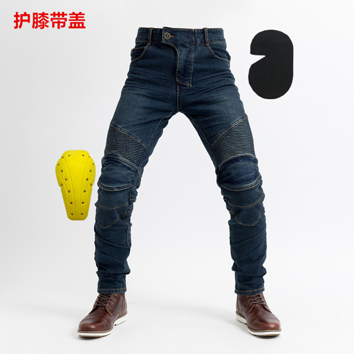 Wholesale Supply Motorcycle Racing Knight Straight Jeans Pants ATV Quad Frenzy Racing Cycling Pants Knee Pads with Cover