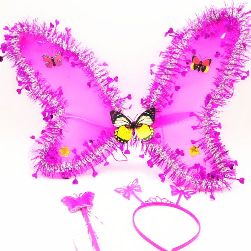 New Light-Emitting Butterfly Wings Three-Piece Set Children's Performance Clothing Performance Props Stockings Four-Piece Set Night Market Hot Sale