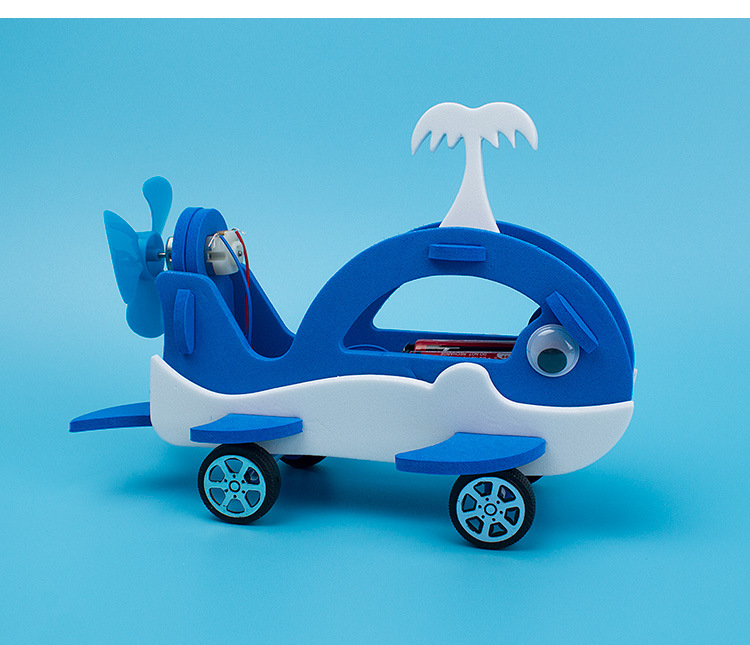 虎鲸机器人 手工拼装diy自制科技小制作风力反冲力小车幼少儿科学