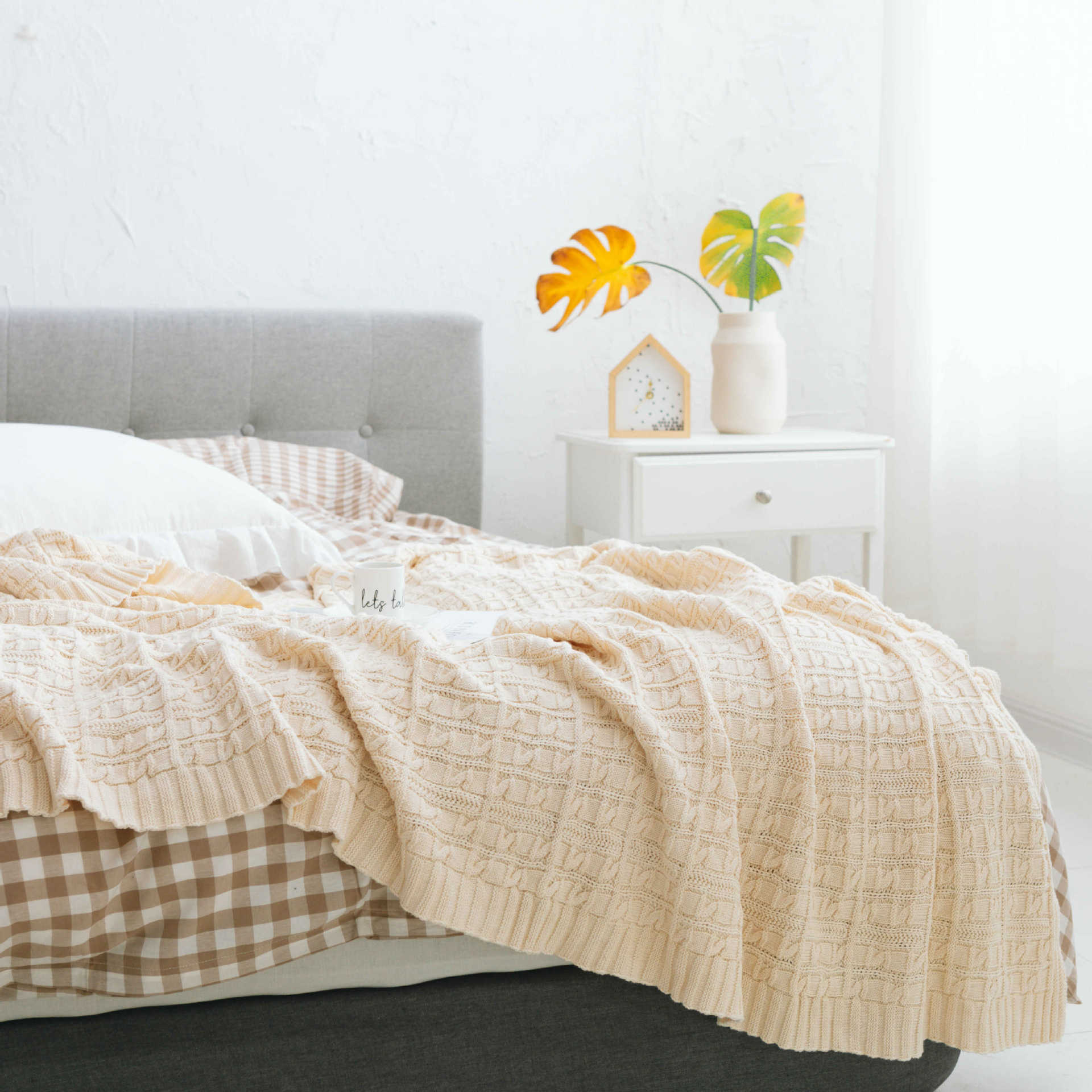 厂家批发针织毯子沙发毯毛线编织盖毯办公室空调毯午休毯披肩毛毯