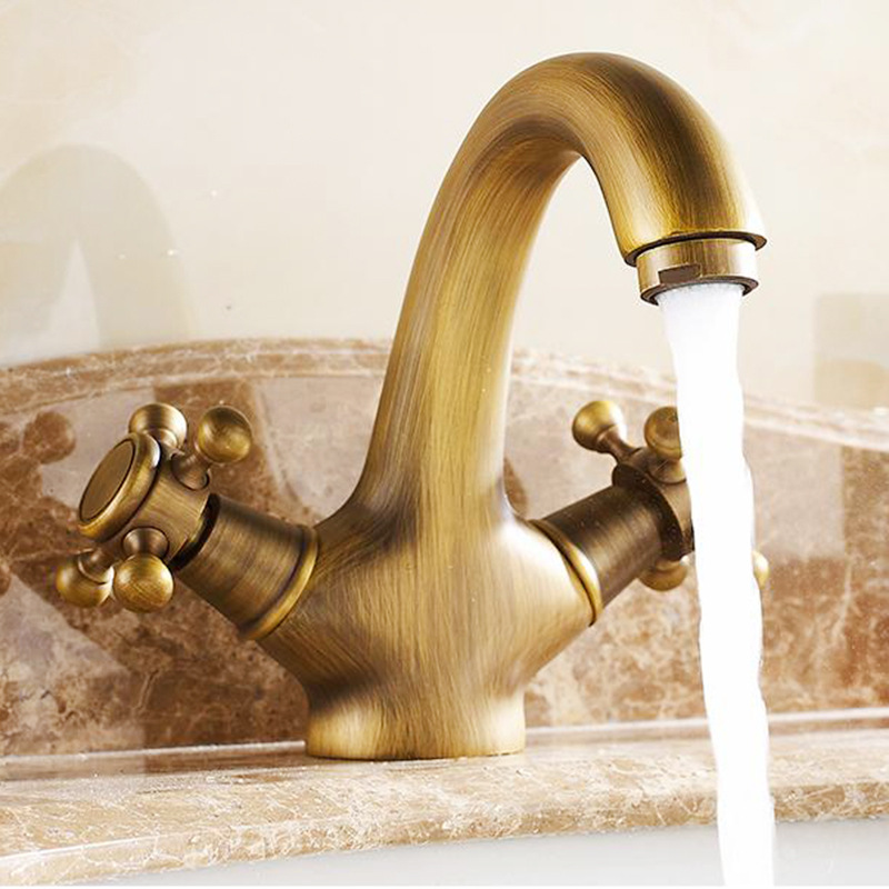 仿古双手轮面盆水龙头 面盆龙头 仿古水龙头 双手轮冷热龙头