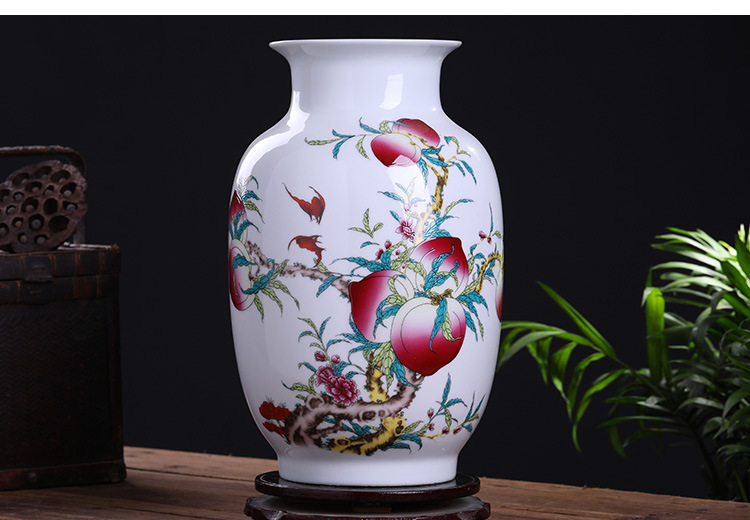 新品 陶瓷花瓶摆件 釉上彩福寿双全冬瓜花瓶现代创意家居设计装饰