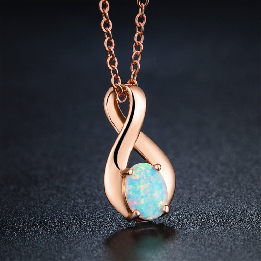 wish热卖跨境电商饰品 欧美新款8字圆形澳宝项链简约百搭女士项链