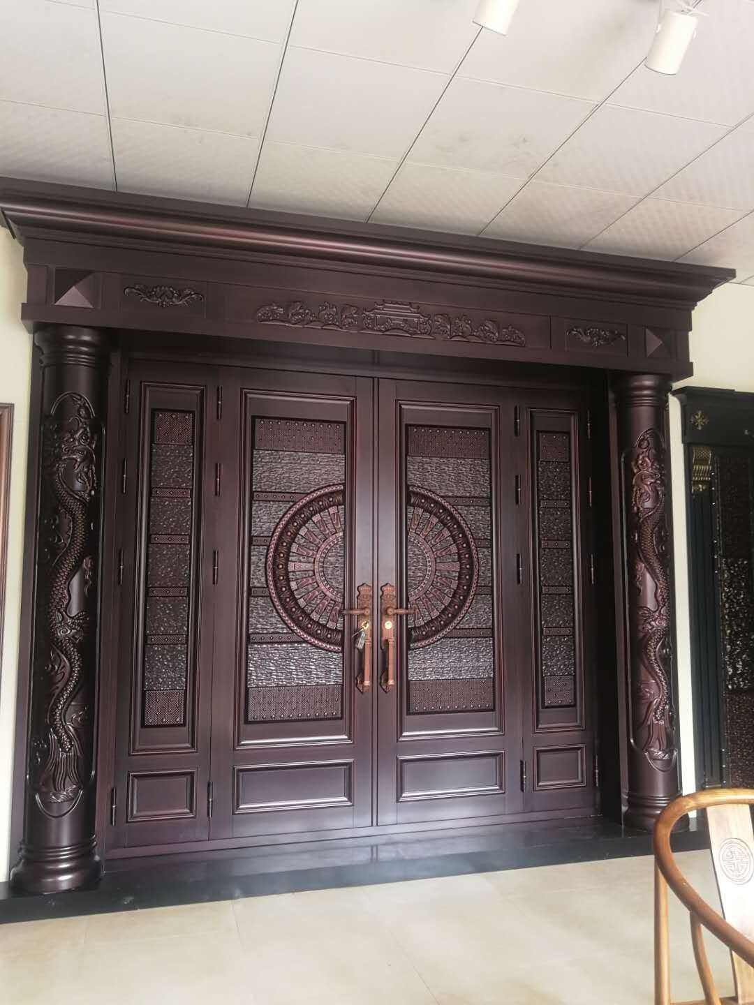 铜铝门铝合金仿铜门进户别墅大门工程门双开对开四开农乡村院大门