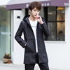 Spring and autumn season Jacket coat 2019 new pattern Self cultivation Korean Edition Hooded Mid length version Windbreaker Youth Solid coat Spring and autumn season Jacket coat 2019 new pattern Self cultivation Korean Edition Hooded Mid length version Windbreaker Youth Solid coat